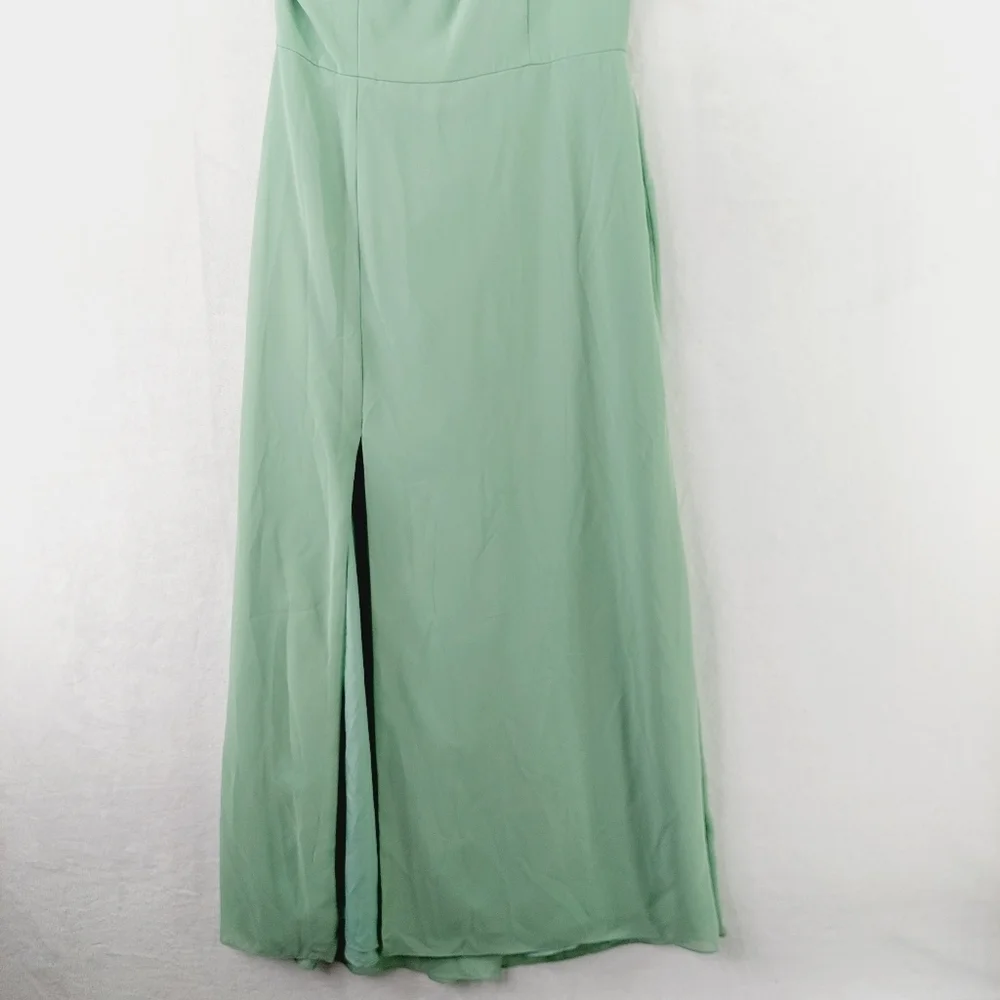 NEW Social Bridesmaids Seagrass One Shoulder Slit Formal Full Length Dress P2801